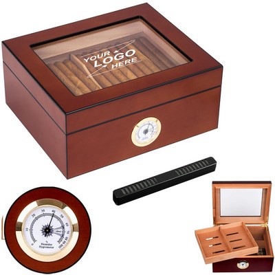 Cigar Humidor with Hygrometer and Humidifier for 30-50 Cigars