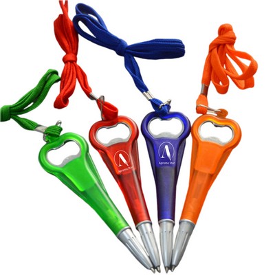 Multifunction Bottle Opener Ballpoint Pen with Lanyard