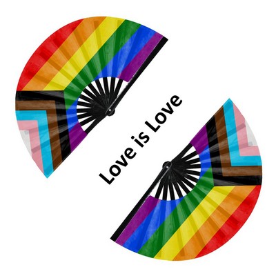 13" Progress Pride Inclusive Lgbtq Rainbow Hand Fan