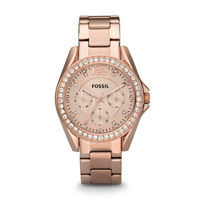 Fossil Ladies Riley Multifunction Rose-Tone Watch Rose Dial