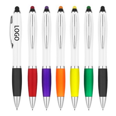 Plastic Ballpoint Pen with ?Stylus Tip