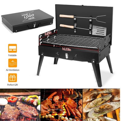 Portable Folding Camping Grill with BBQ Accessories