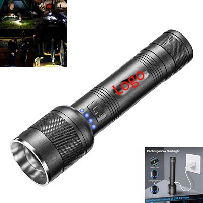 Water Resistant Rechargeable Super Bright Flashlight