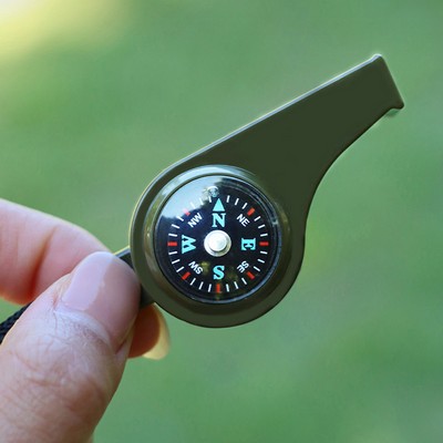 Outdoor 3-In-1 Compass Thermometer Whistle