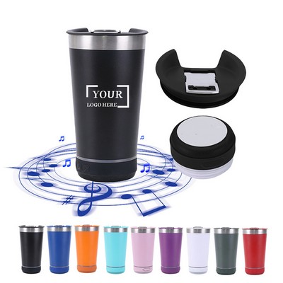 16 oz Stainless Steel Insulated Travel Speaker Mug