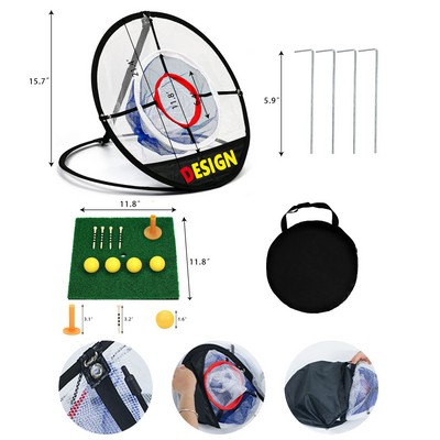 Golf Practice Chipping Net with Golf Hitting Mat