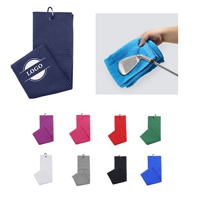 Tri-Fold Golf Towel With Carabiner