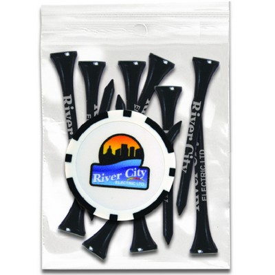 ZIPLOCK GOLF TEE PACK - 10-2 3/4" Tees/1 Poker Chip