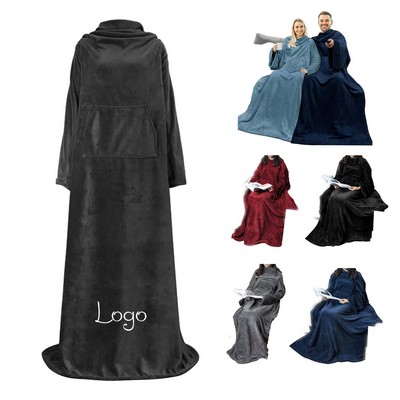 Premium Fleece Blanket With Sleeves