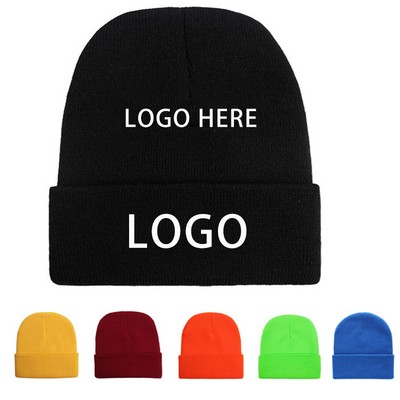 100% Acrylic Premium Cuffed Knitted Beanie Cap