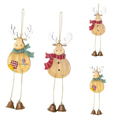 Christmas Decorations Wood Elk with Bells Wood Ornaments