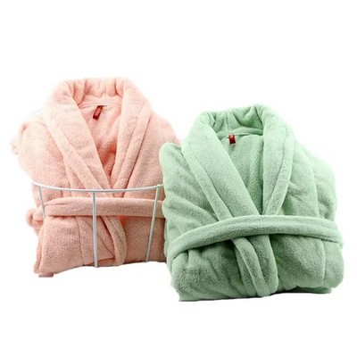 Soft Coral Fleece Bathrobe Perfect for Lounging