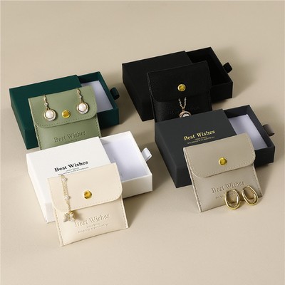 3.5 Inches Drawer Gift Box Boutique Packaging Gift Box with PU Jewelry Pouch Display Kraft Box