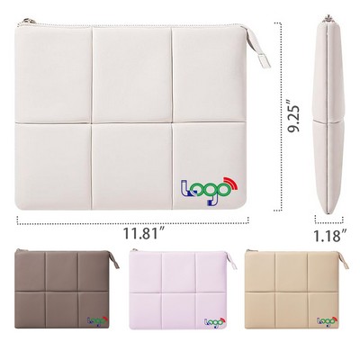 9-11 Inches Puffy Tablet Sleeve Bag Pad Built-in Elastic Band PU Leather Carrying Case