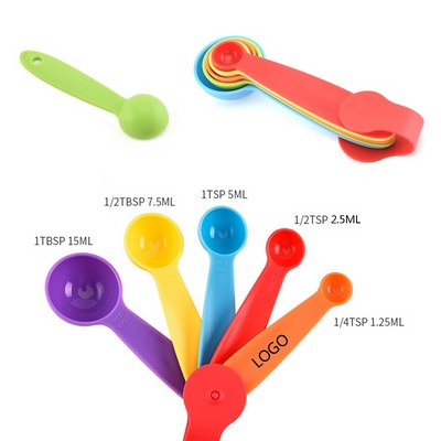 Assorted Color 5in1 Measuring Spoon Set with Volume Markings