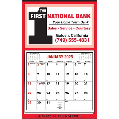 "A" Pad Red Border Apron Calendar