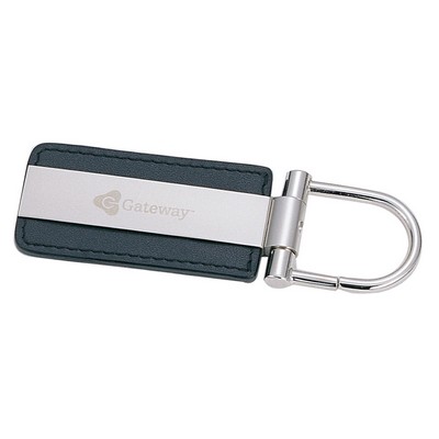 Rectangular Leather Key Chain with Full Metal Strip