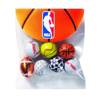 Chocolate Sports Ball in Small Round Top Header Bag