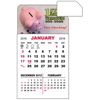 3 Month View Adhesive Calendar Pad w/Angled Corner