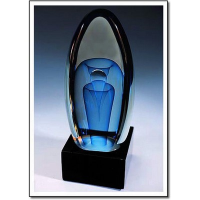 Cobalt Mirror Fountain Art Glass Sculpture w/o Marble Base (3"x6")