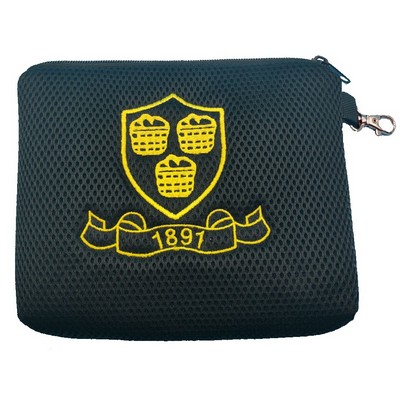 Embroidered Mesh Zipper Golf Valuables Bag