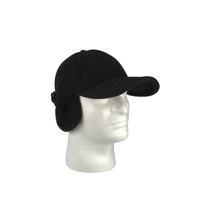 Black Polar Fleece Low Profile Cap w/Ear Flips