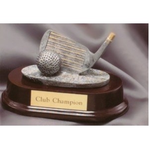 3.5" Golf - Pitching Wedge and Ball Resin Sculpture Award w/ Oblong Base