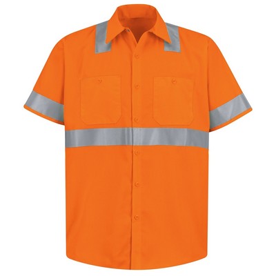 Red Kap® Fluorescent Orange Short Sleeve Hi-Visibility Work Shirt