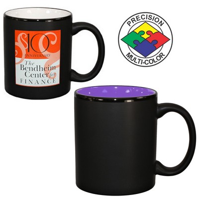 11 Oz. Black Satin/Lavender 2 Tone C-Handle Hilo Mug - Dishwasher Resistant - Precision Spot Color