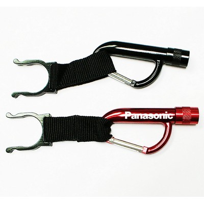 Aluminum Carabiner w/LED Flashlight & Bottle Holder