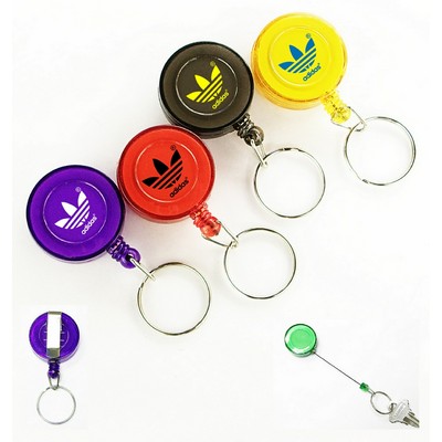 Round 24" Retractable Key Holder with Metal Clip on Back