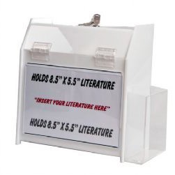 White Locking Ballot/ Suggestion Box W/ Ad Holder