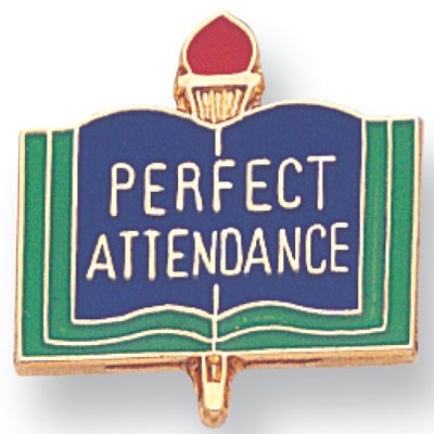 1" Perfect Attendance Enameled Scholastic Award Pin