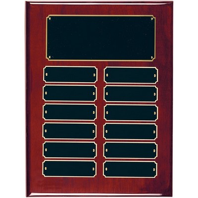 9" x 12" Rosewood Piano Finish Perpetual Plaque with 12 Plates