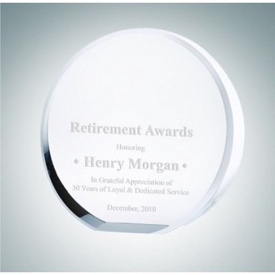 Beveled Circle Optical Crystal Award Plaque (Medium)