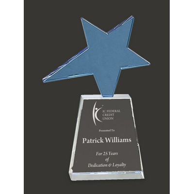 Blue Shooting Star Crystal Star Award - 8'' H