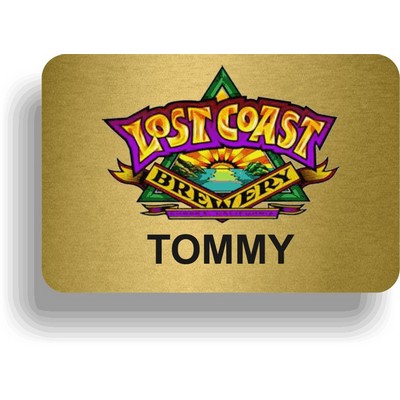 Brushed Gold Metal, Frameless Badge w/ Full Color Print (2"x 3")