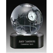 Crystal Series Crystal Globe Award w/Clock