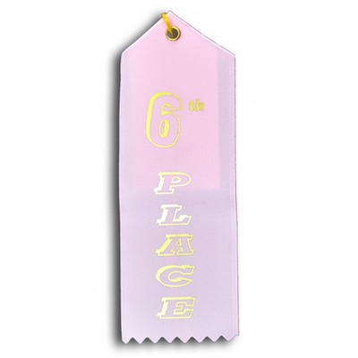 6th Place Standard Stock Ribbon with Card & String (2"x6")