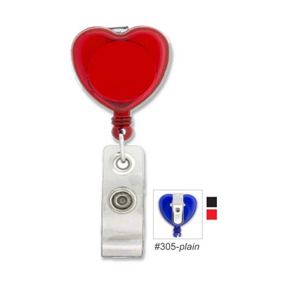 Heart Retractable Badge Reel w/Swivel Clip (Blank)