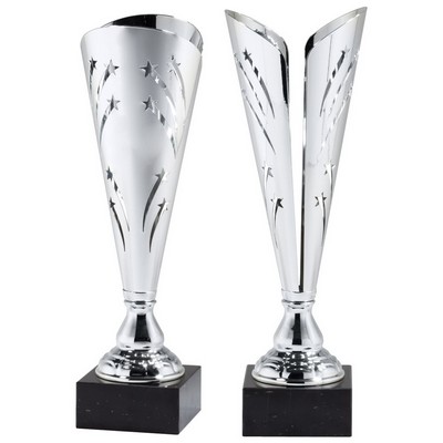 Silver Metal Stars Trophy Cup 15" H