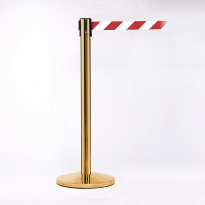 Polished Brass Pole W/ 11' Diagonally Stripped Belt W/ Lock