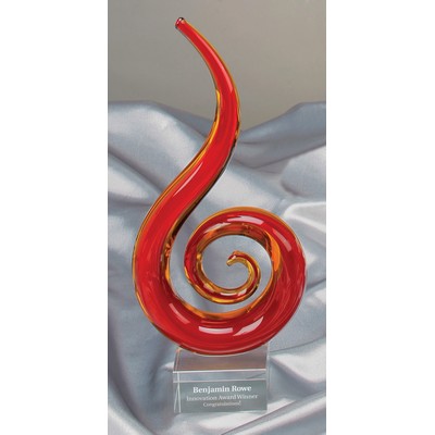 13" Red Fire Art Glass Award