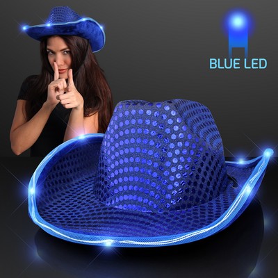 Blue Cowboy Hat w/Blue Lights Brim - BLANK