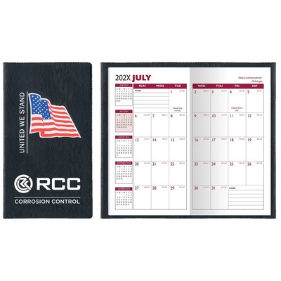 Executive Vinyl Cover w/ Pre-Printed Flag - Academic Planner (2 Color Insert)