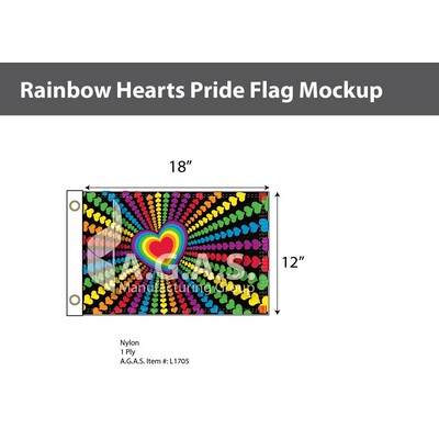 Rainbow Hearts Flag 12"X18"