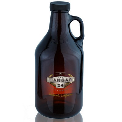 32 Oz. Amber Handle Glass Beer Growler