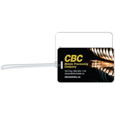 Extra Thick Plastic Stock Tag .080 white styrene 2.75" x 4.5" rectangle, Full Color with 9" Loop