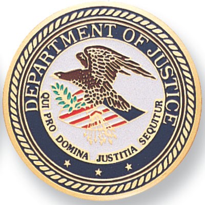 2" Department of Justice Etched Enameled Insert Disc