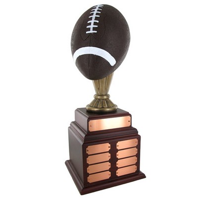 20" Painted Resin Football Perpetual Trophy w/32 Plates